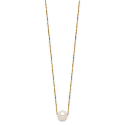 Sterling Silver Gold-plated 8-9mm White Near Round Freshwater Cultured Pearl 18 inch Necklace