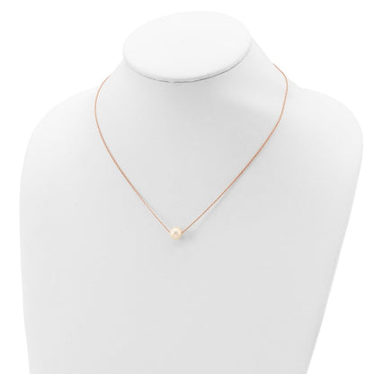 Sterling Silver Rose-tone 18k Flash Gold-plated 8-9mm White Near-Round Freshwater Cultured Pearl 18 inch Necklace