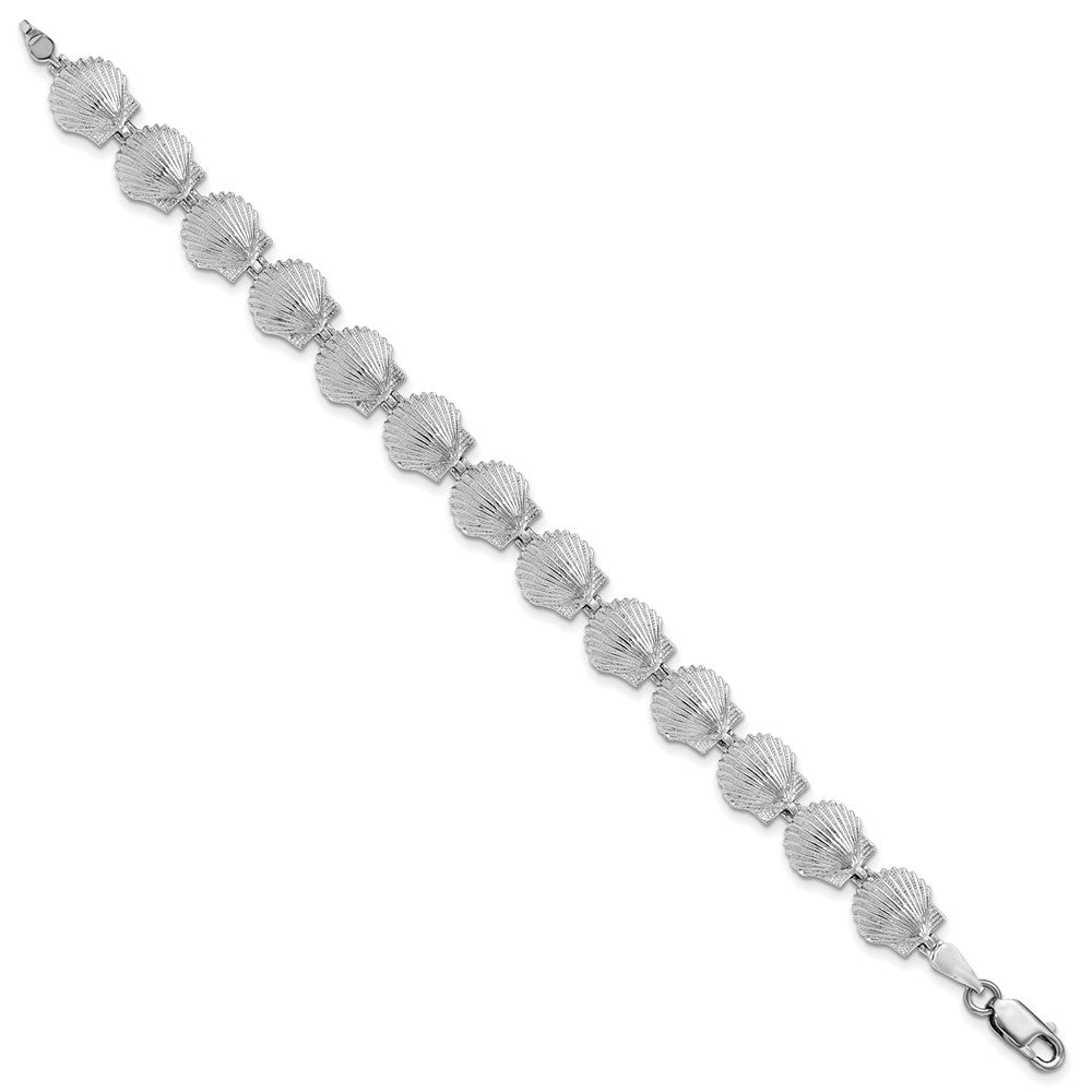 De-Ani Sterling Silver Rhodium-plated Polished Scallop Shell Bracelet
