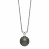 Sterling Silver Rhodium-plated 9-10mm Black Teardrop Tahitian Saltwater Cultured Pearl 17 inch Necklace