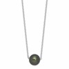 Sterling Silver Rhodium-plated 8-9mm Black Semi-Round Tahitian Saltwater Cultured Pearl 17 inch Necklace
