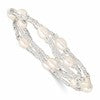 6-8mm White Rice Freshwater Cultured Pearl and Glass Bead Stretch 3-Bracelet Set