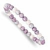 6-7mm White/Lavender/Grey Semi-Round Freshwater Cultured Pearl Stretch Bracelet