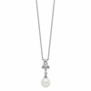 Sterling Silver Rhodium-plated CZ and Glass Bead Necklace