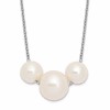 Sterling Silver Rhodium-plated 8-10mm White Near-Round Freshwater Cultured Pearl 17 inch Necklace
