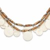 Sterling Silver Mother of Pearl Round Disc/Jasper/Grey Crystal 18.5 inch with 2 inch Extension 2-Strand Necklace