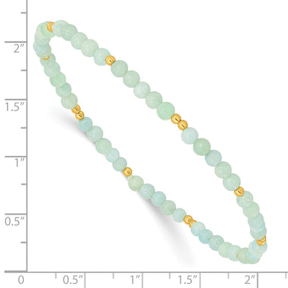 Sterling Silver Gold-plated 3mm Blue Quartz Stretch Bracelet