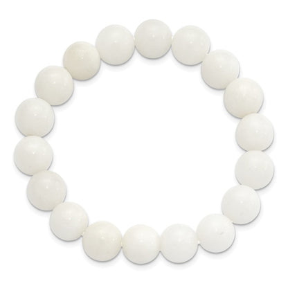 White Jade 10.00mm Beaded Stretch Bracelet