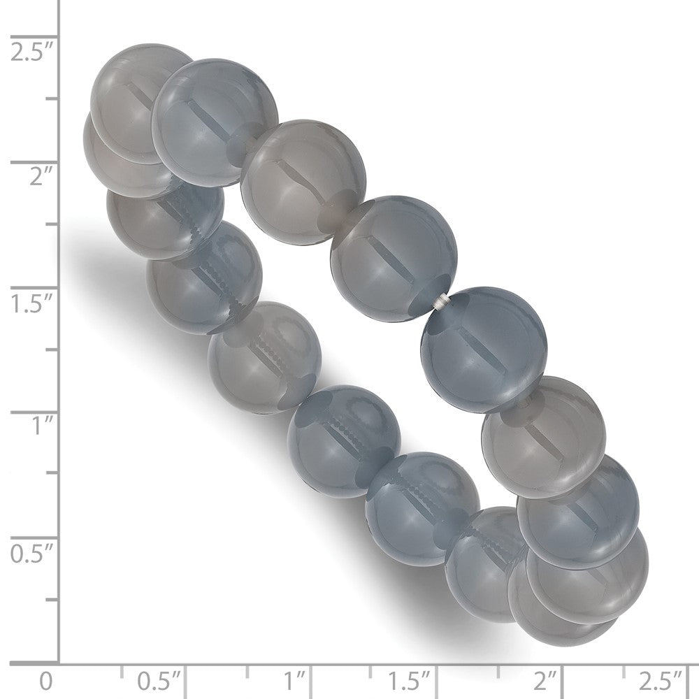 Grey Agate 12mm Beaded Stretch Bracelet
