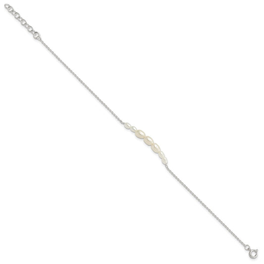 Sterling Silver E-coated with Freshwater Cultured Pearl w/1in ext Bracelet