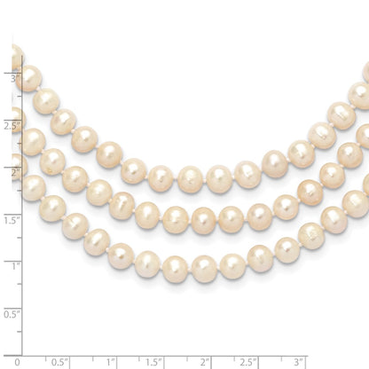7-8mm White Near-Round Freshwater Cultured Pearl 76 inch Slip on Necklace