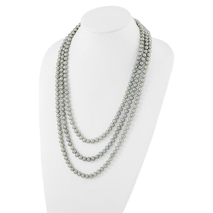 7-8mm Grey Near-Round Freshwater Cultured Pearl 76 inch Slip on Necklace