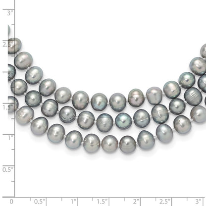 7-8mm Grey Near-Round Freshwater Cultured Pearl 76 inch Slip on Necklace