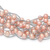 Sterling Silver Rhodium-plated 5-5.5mm Pink Semi-Round Freshwater Cultured Pearl Multi Strand 18 inch Necklace