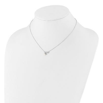 Sterling Silver RH-plated CZ 4mm FWC Pearl LOVE Infinity w/2in ext Necklace