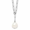 Sterling Silver Rhodium-plated 12-13mm Teardrop Freshwater Cultured Pearl Adjustable 24 inch Necklace