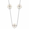 Sterling Silver Rhodium-plated 4-5mm White Semi-Round Freshwater Cultured Pearl Flower 17 inch with 1.75 inch Extension Necklace