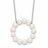 Sterling Silver Rhodium-plated 4-5mm White Near-Round Freshwater Cultured Pearl Circle 18 inch Necklace
