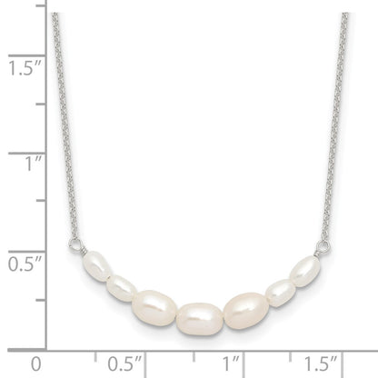 Sterling Silver E-coated Freshwater Cultured Pearl 18in w/2in ext Necklace