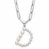 Sterling Silver Rhodium-plated 3-5.5mm White Button Freshwater Cultured Pearl LETTER D 18 inch Necklace