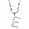 Sterling Silver Rhodium-plated 3-5.5mm White Button Freshwater Cultured Pearl LETTER E 18 inch Necklace