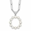 Sterling Silver Rhodium-plated 3-5.5mm White Button Freshwater Cultured Pearl LETTER O 18 inch Necklace