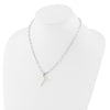 Sterling Silver Rhodium-plated 3-5.5mm White Button Freshwater Cultured Pearl LETTER T 18 inch Necklace