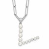 Sterling Silver Rhodium-plated 3-5.5mm White Button Freshwater Cultured Pearl LETTER V 18 inch Necklace