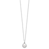 Sterling Silver Rhodium-plated 8-9.5mm White Button Freshwater Cultured Pearl and CZ 17 inch Necklace and Post Earrings Set
