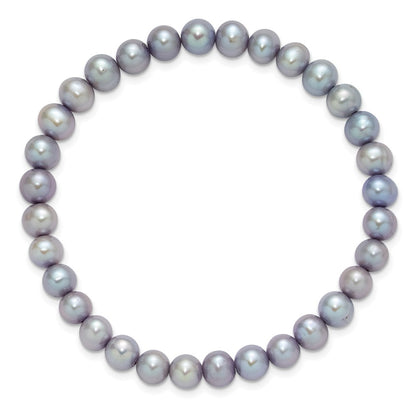 7-8mm Semi-Round Grey/White/Black/Red/Green Freshwater Cultured Pearl Stretch 5-Bracelet Set