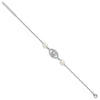 Sterling Silver Rhodium-plated 6-8mm Teardrop White Freshwater Cultured Pearl and CZ Evil Eye 7 inch with 1 inch Extender Bracelet