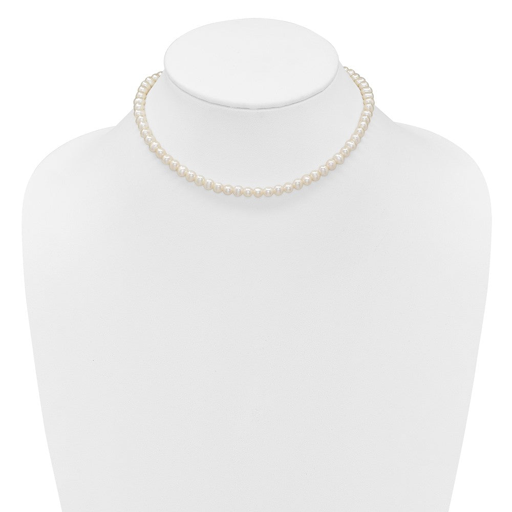 Sterling Silver Rhodium-plated 6-7mm Semi-Round White Freshwater Cultured Pearl 14 inch with 2 inch Extender Choker