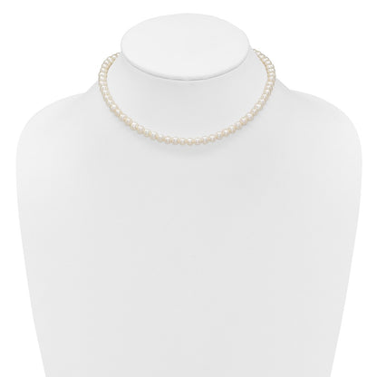 Sterling Silver Rhodium-plated 6-7mm Semi-Round White Freshwater Cultured Pearl 14 inch with 2 inch Extender Choker