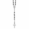 Sterling Silver Rhodium-plated Black Crystal 18.5 inch with 1 inch extender Rosary Necklace