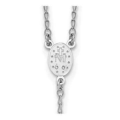 Sterling Silver Rhodium-plated Diamond-cut Tri-color Gold-plated 18.5 inch with 1 inch extender Rosary Necklace