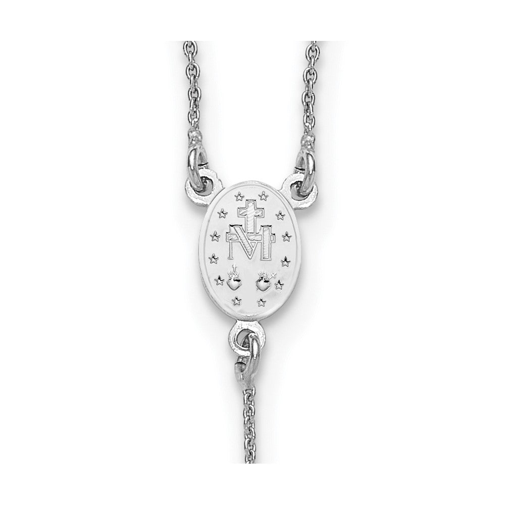 Sterling Silver Rhodium-plated Polished 17.5 inch with 1.25 inch extender Rosary Necklace