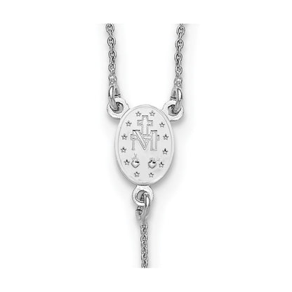 Sterling Silver Rhodium-plated Polished 17.5 inch with 1.25 inch extender Rosary Necklace