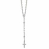 Sterling Silver Rhodium-plated Plastic Imitation Pearl 19.75 inch with 1 inch extender Rosary Necklace