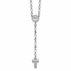 Sterling Silver Rhodium-plated CZ and Diamond-cut Heart Link with Cross Ash Holder 26.5 inch Rosary Necklace