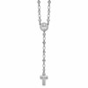 Sterling Silver Rhodium-plated CZ and Diamond-cut Heart and Cross Link with Cross Ash Holder 28.5 inch Rosary Necklace