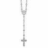 Sterling Silver Rhodium-plated Polished CZ and Diamond-cut Crosses 30.5 inch Rosary Necklace