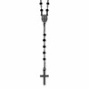 Sterling Silver Black Rhodium-plated Crystal 18.5 inch with 0.5 inch extender Rosary Necklace
