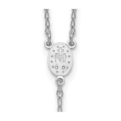 Sterling Silver Rhodium-plated Beaded 17 inch with 1.5 inch extender Rosary Necklace