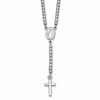 Sterling Silver Rhodium-plated Polished CZ 15.5 inch with 2 inch extender Rosary Necklace
