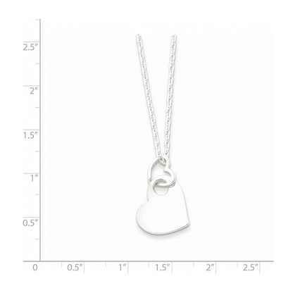 Sterling Silver Open Heart Holding A Heart Dangle 16 inch Necklace