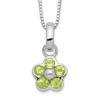 Sterling Silver Peridot Flower Pendant Necklace