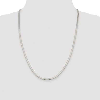 Sterling Silver Rhodium-plated 3mm Magic Herringbone Chain