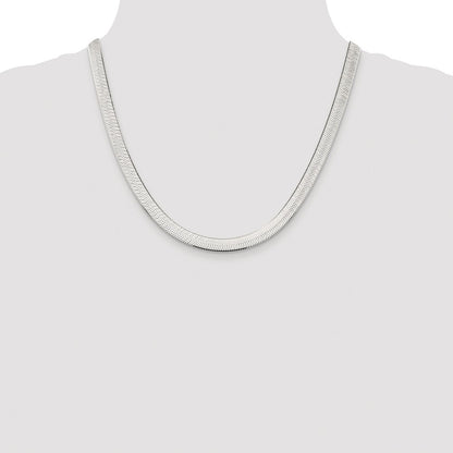 Sterling Silver Rhodium-plated 7.3mm Magic Herringbone Chain