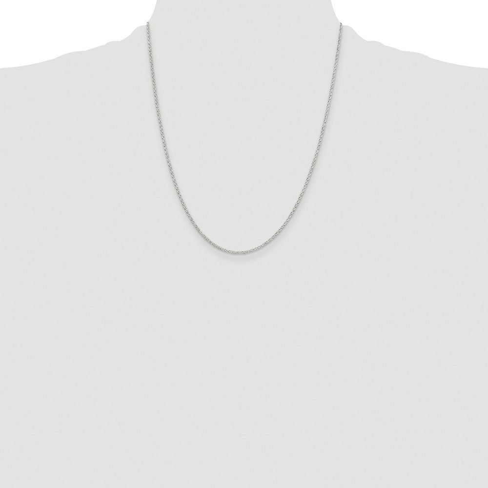 Sterling Silver Rhodium-plated 1.5mm Diamond-cut Rolo Cable Chain
