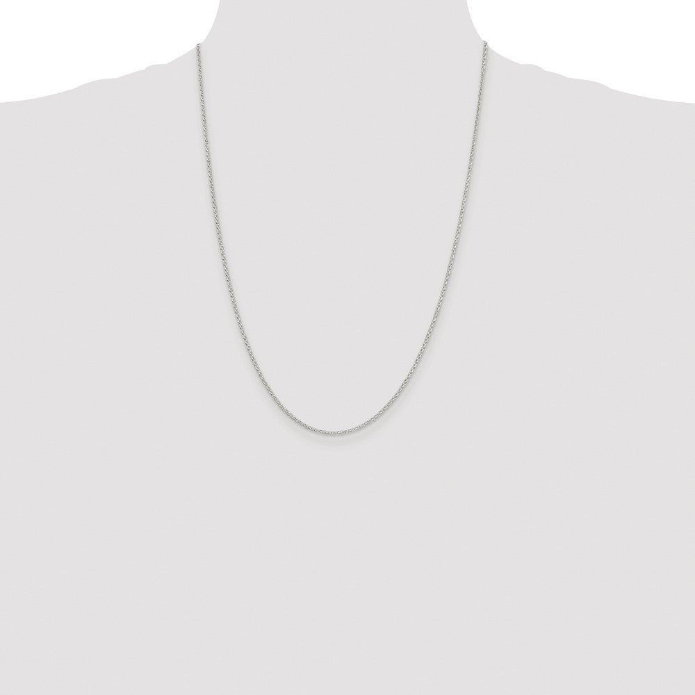 Sterling Silver Rhodium-plated 1.5mm Diamond-cut Rolo Cable Chain